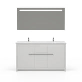 Casa Mare Alessio 60 Glossy White Vanity Ceramic Sink Combo - Alessio152GW-60-MSC-S